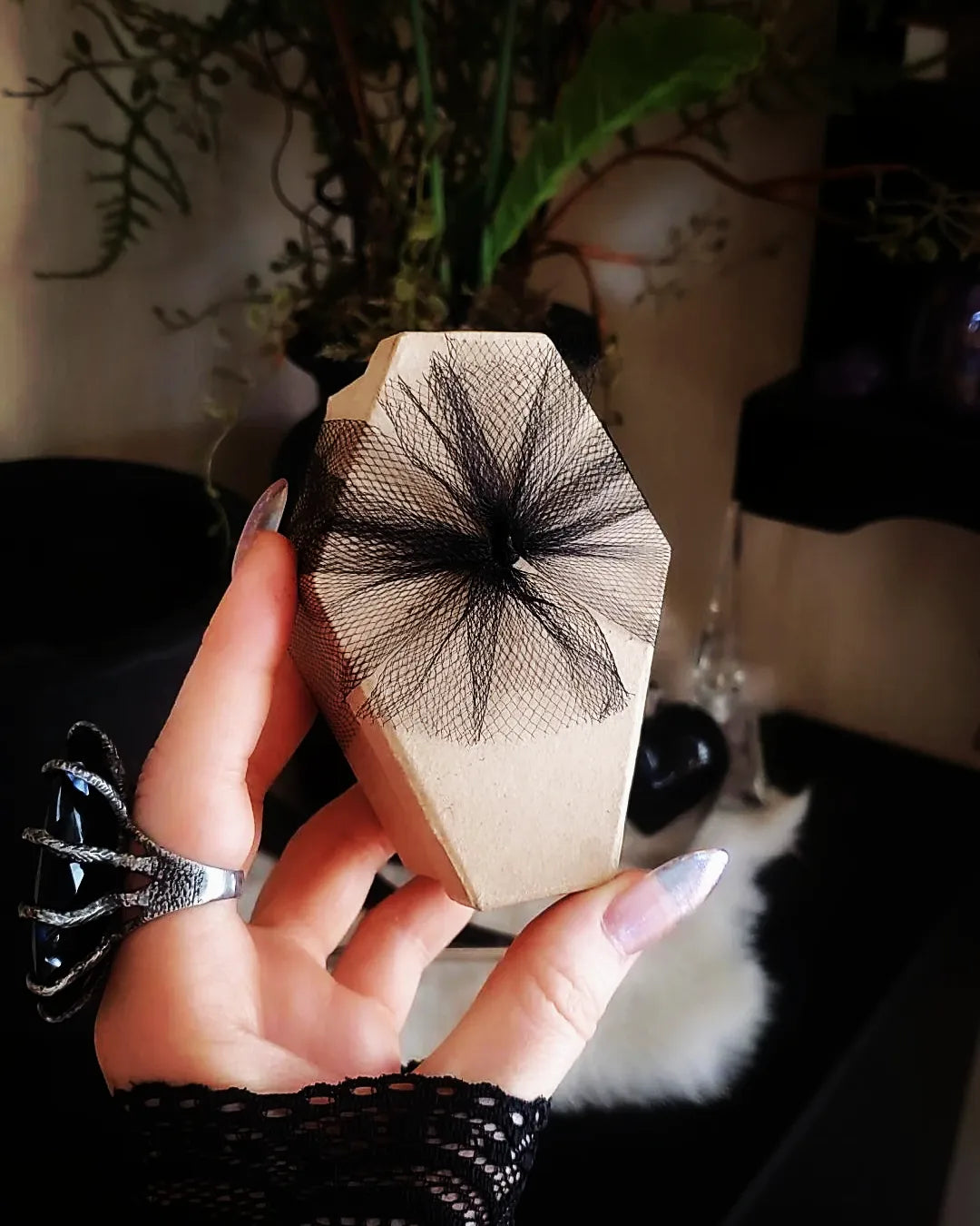 White Rose Coffin Earrings