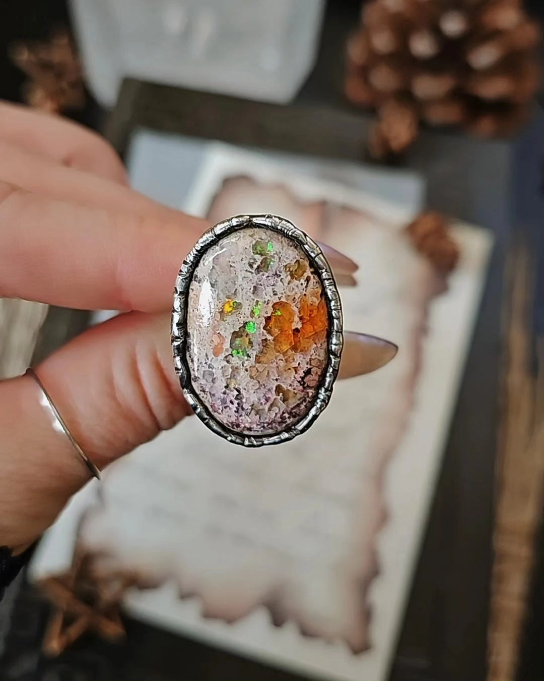 Mexican Fire Opal Ring