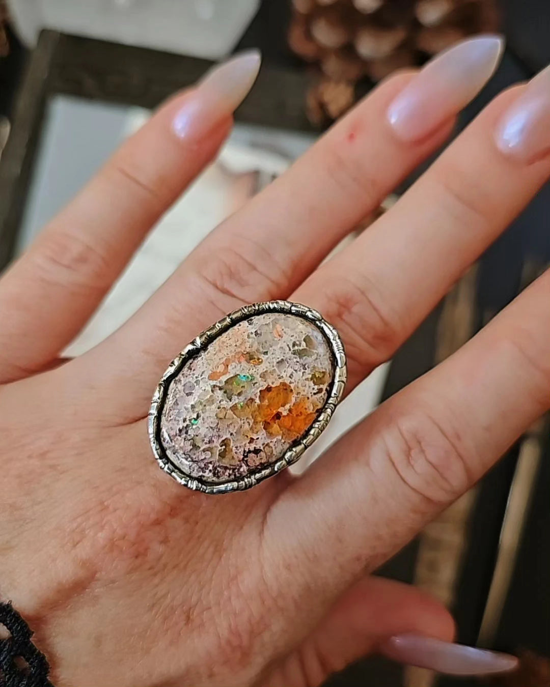 Mexican Fire Opal Ring