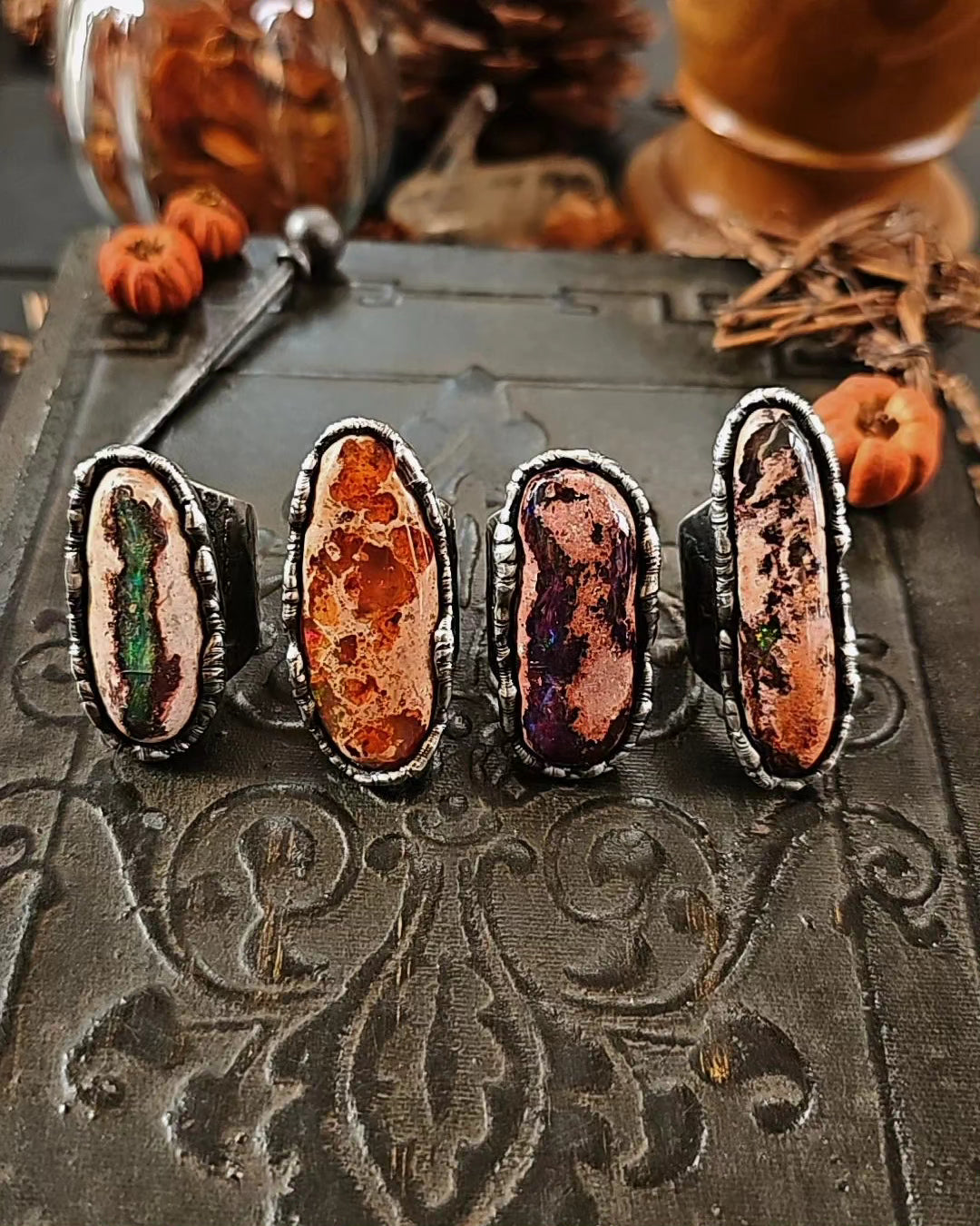 Pumpkin Opal Ring, size 8.25