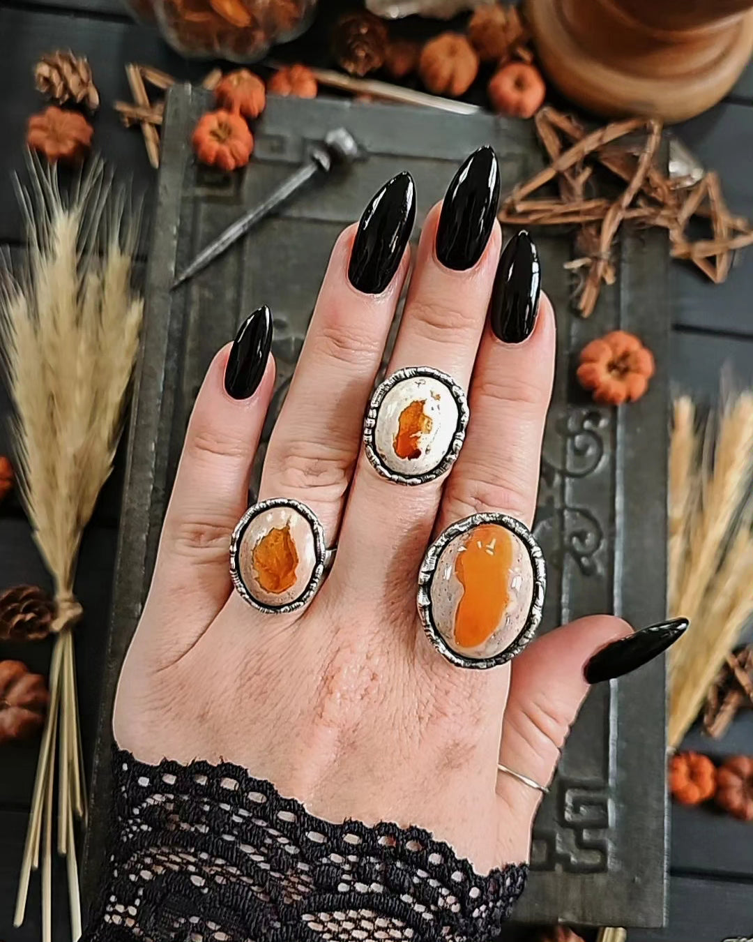 Autumn Squash, yellow opal rings 🍁