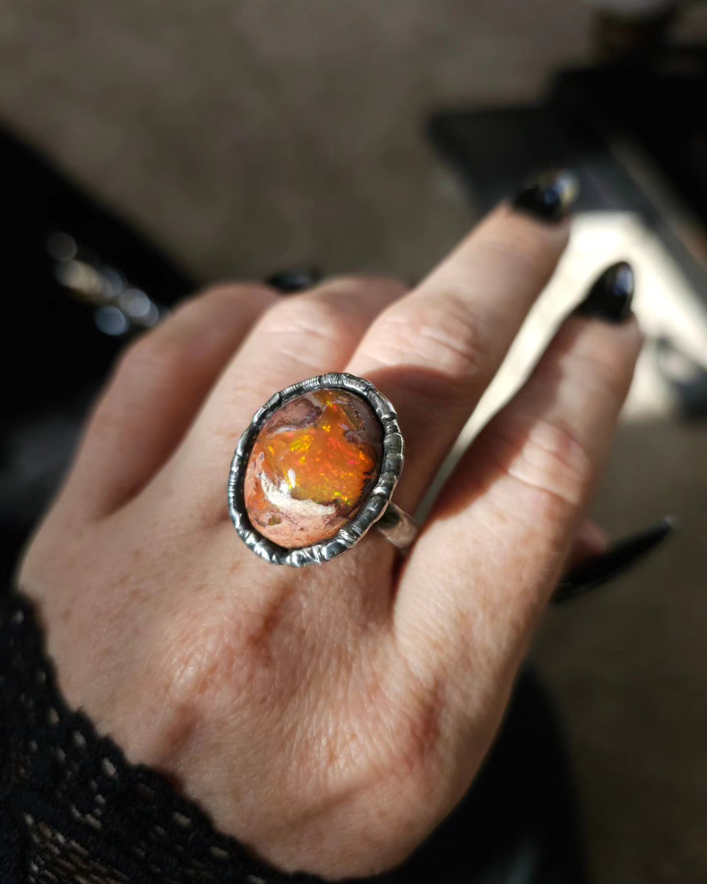 Fireball Opal Ring