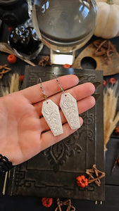 White Rose Coffin Earrings
