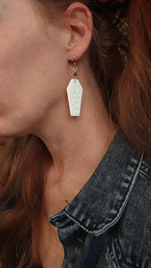 White Rose Coffin Earrings