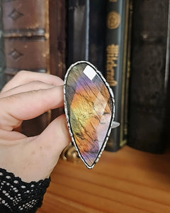 Rainbow Labradorite Ring, size 6-11