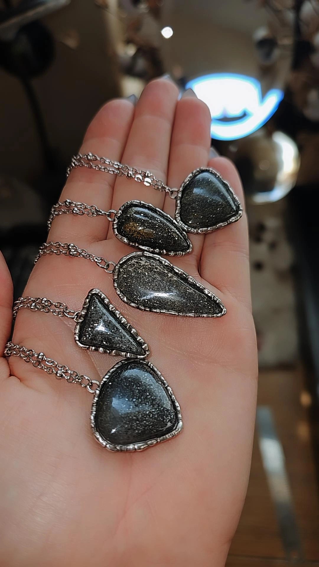 Black Sunstone moon Pendants