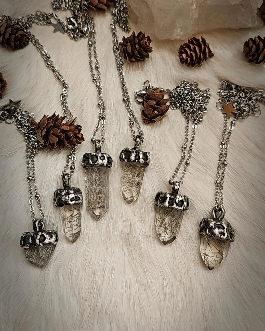 Mini Tourmalated Crystal Pendant