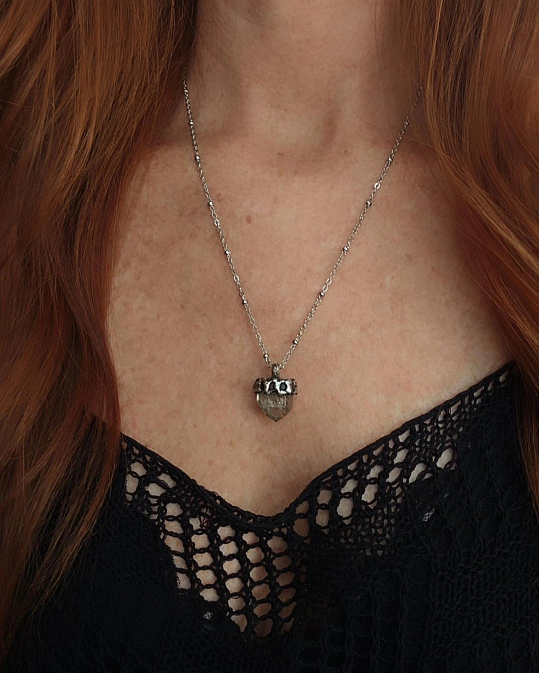 Mini Tourmalated Crystal Pendant