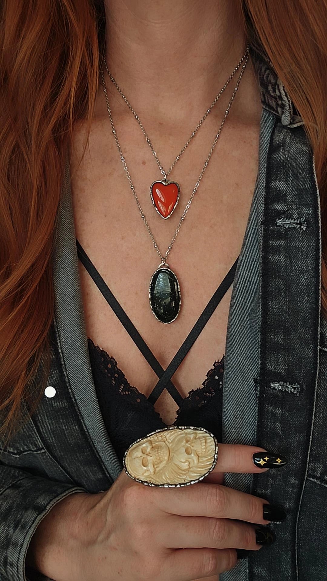 Orange Onyx Heart Pendant