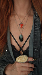 Orange Onyx Heart Pendant