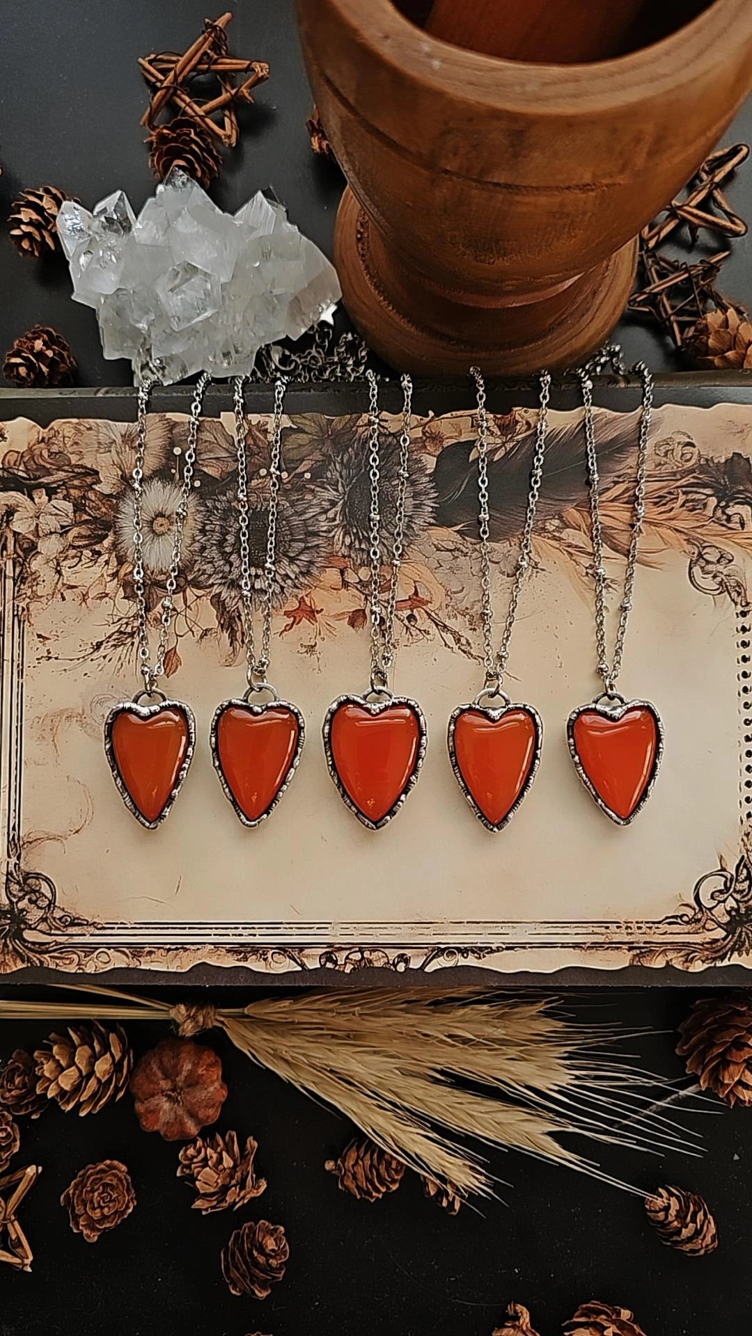 Orange Onyx Heart Pendant