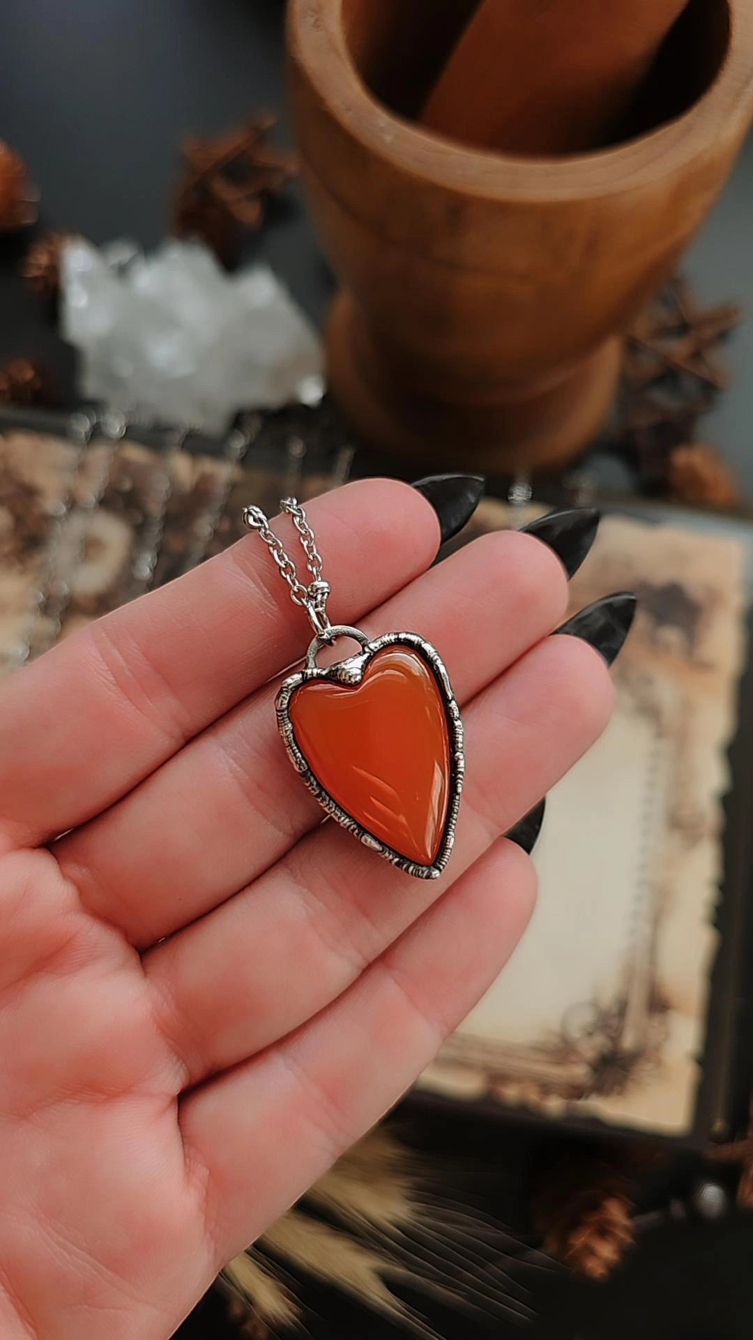 Orange Onyx Heart Pendant