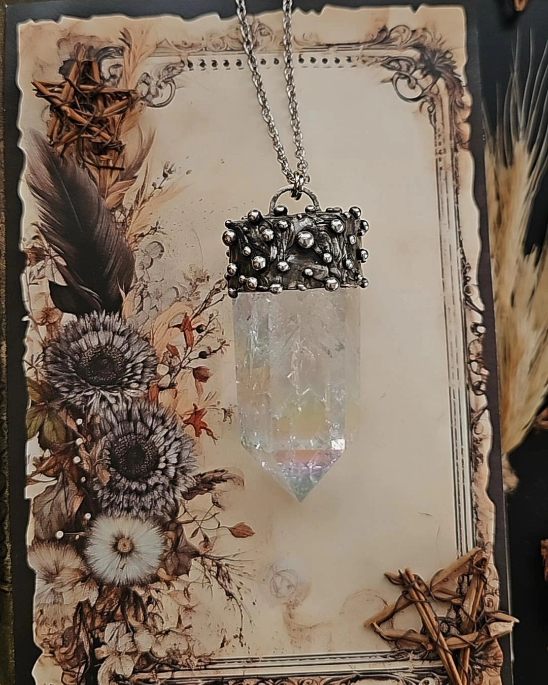 Angel Aura Crackle Quartz Pendant
