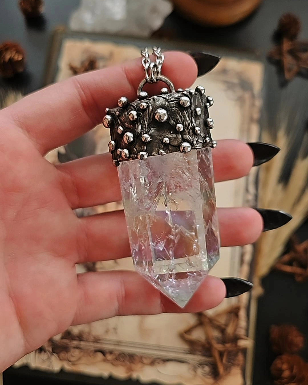 Angel Aura Crackle Quartz Pendant