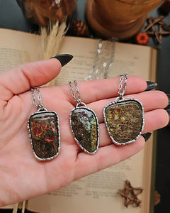Ammolite Fossil Pendant