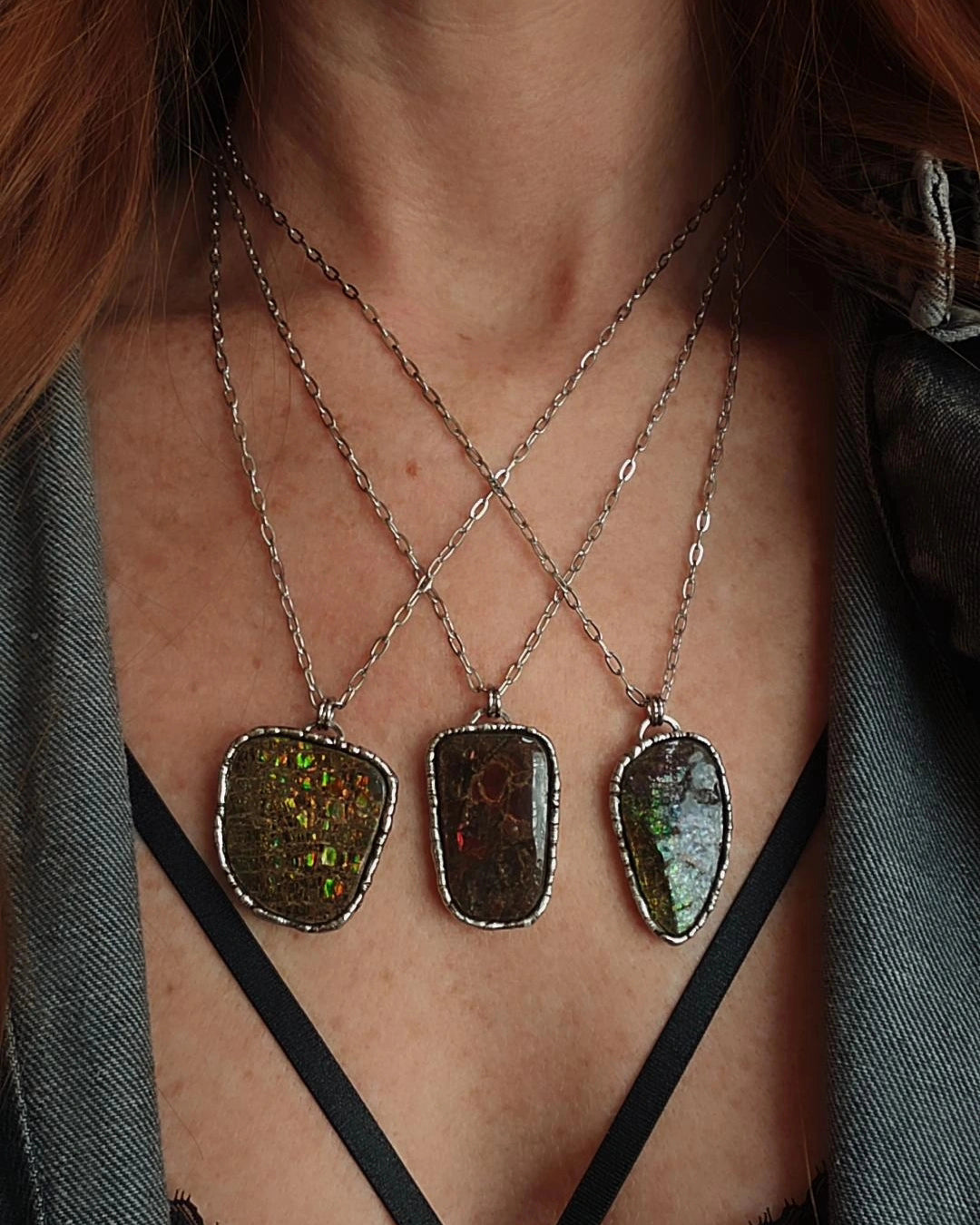 Ammolite Fossil Pendant