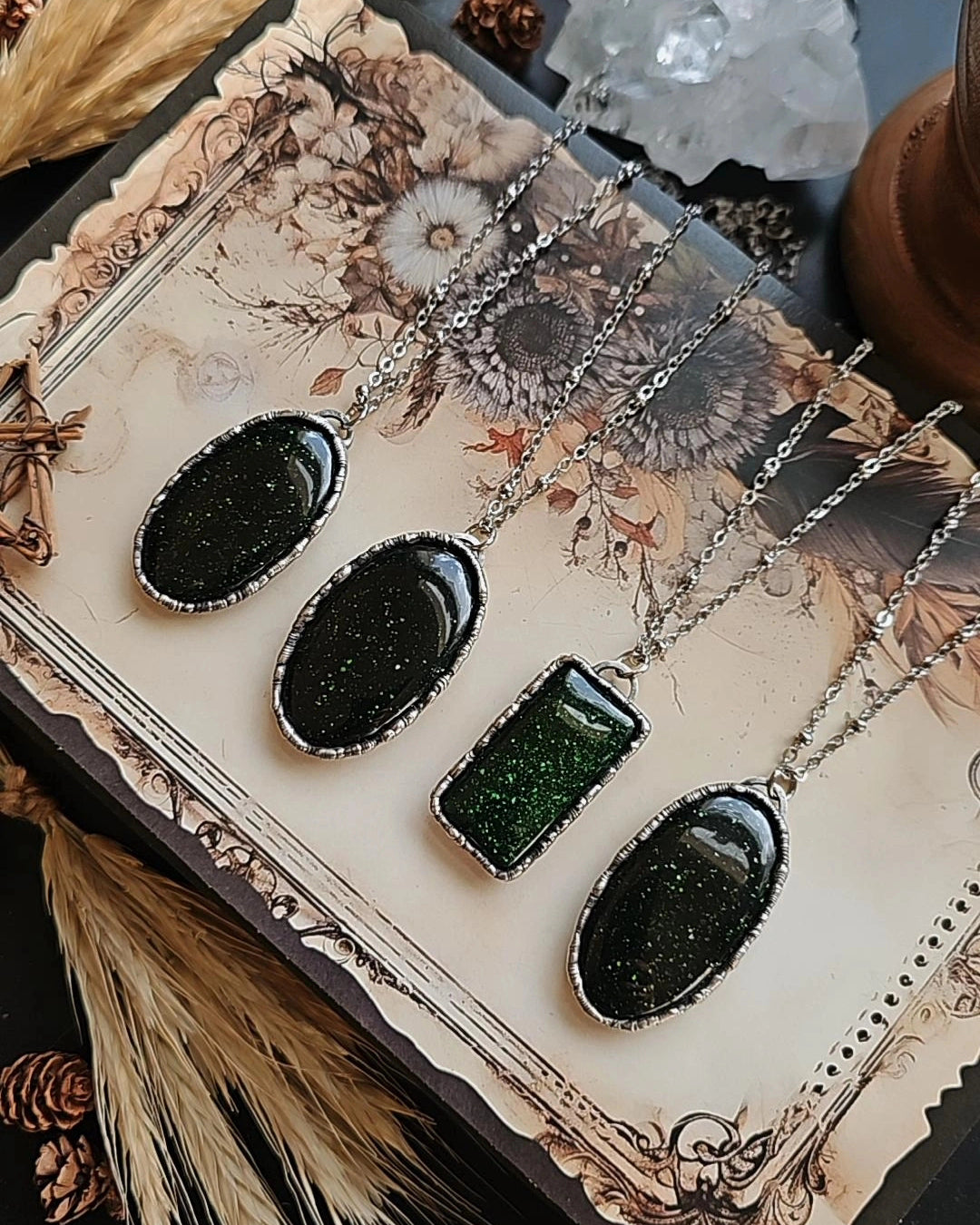 Haunted Green Goldstone Pendant
