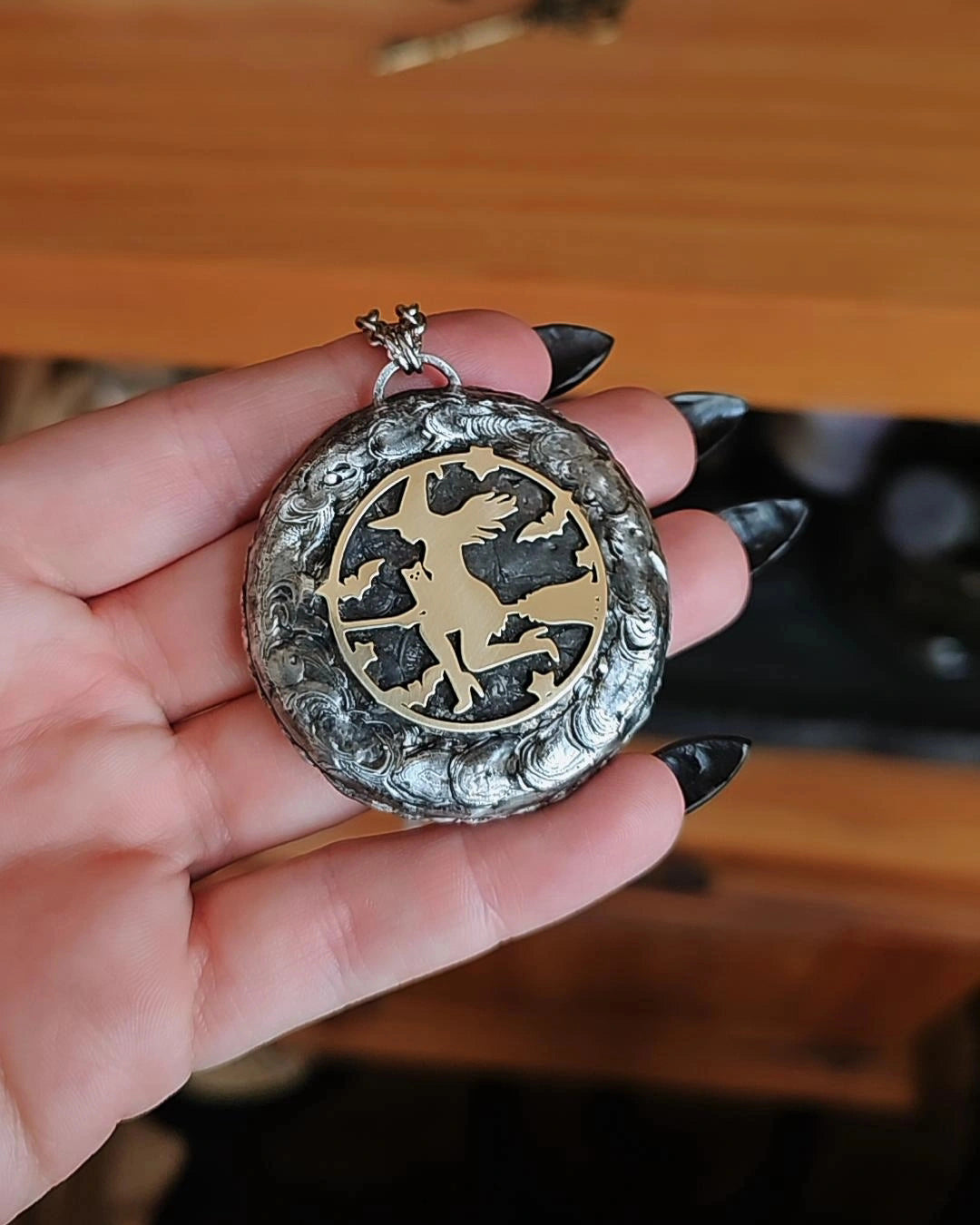 Onyx Druzy Witch Pendant