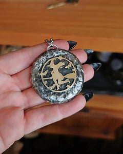 Onyx Druzy Witch Pendant