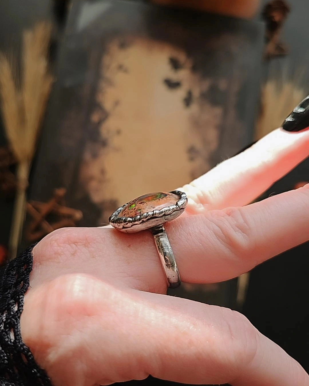 Mexican Fire Opal Ring, Size 7