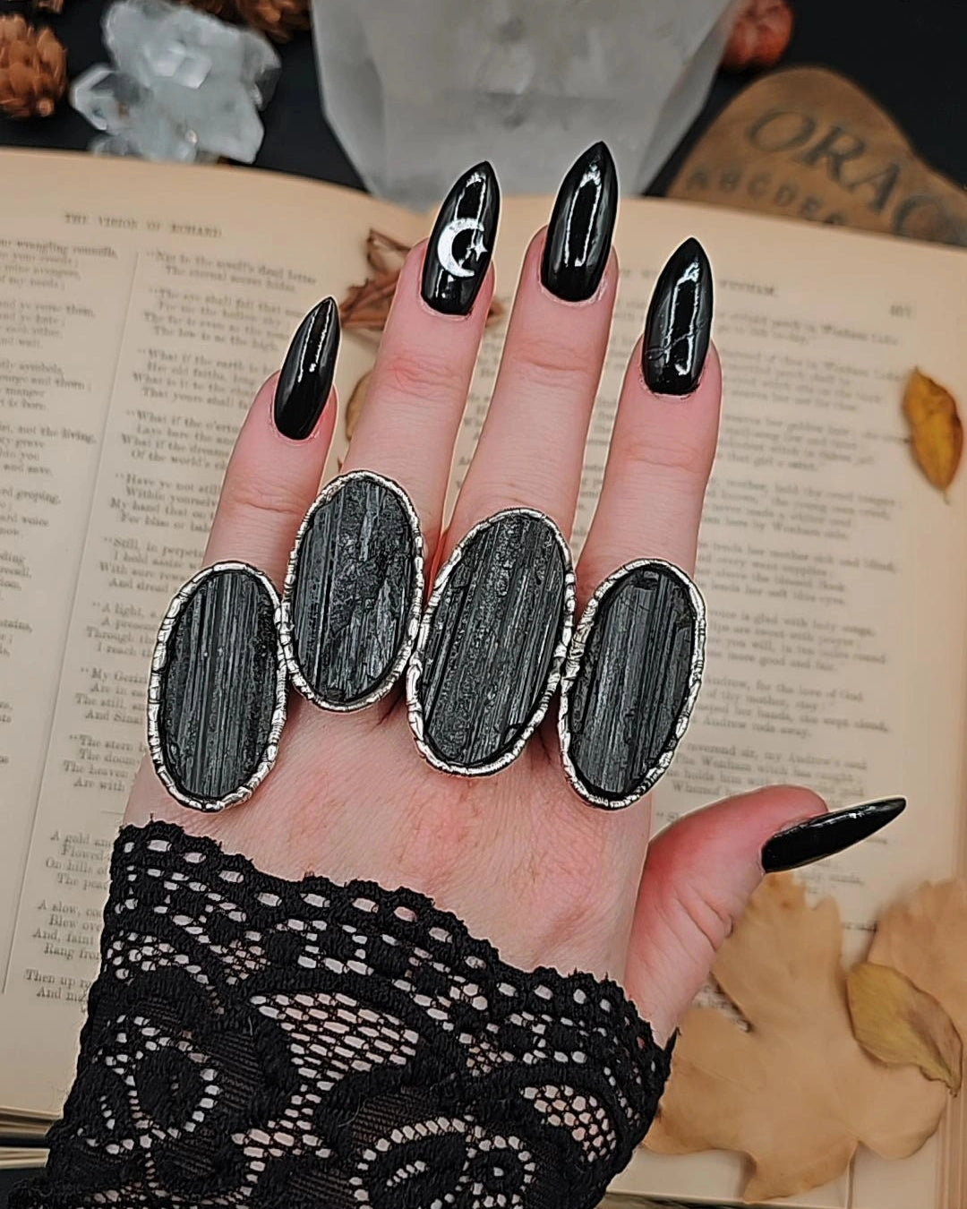 Raw Black Tourmaline Ring
