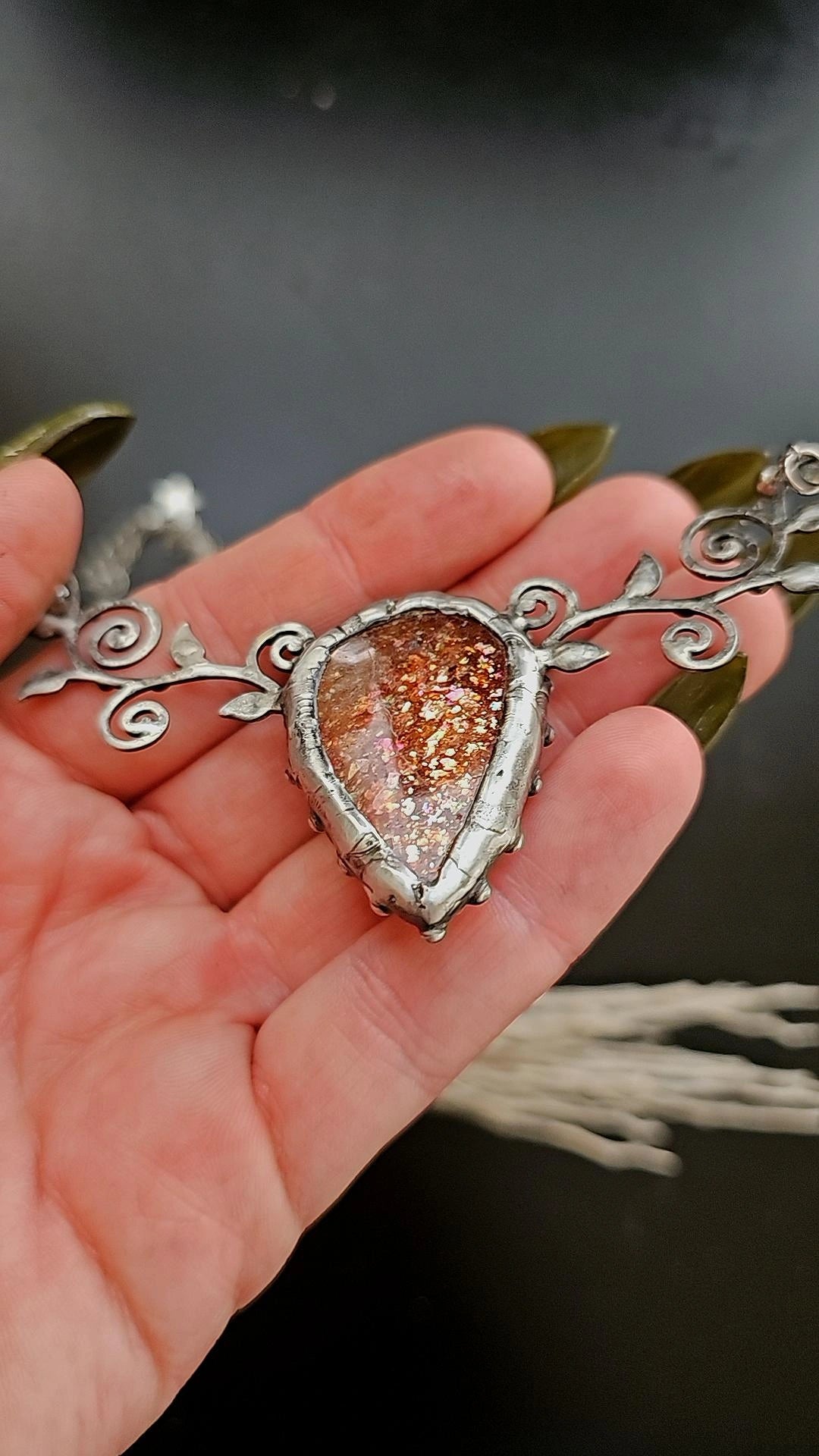 Sunstone and Vine Pendant