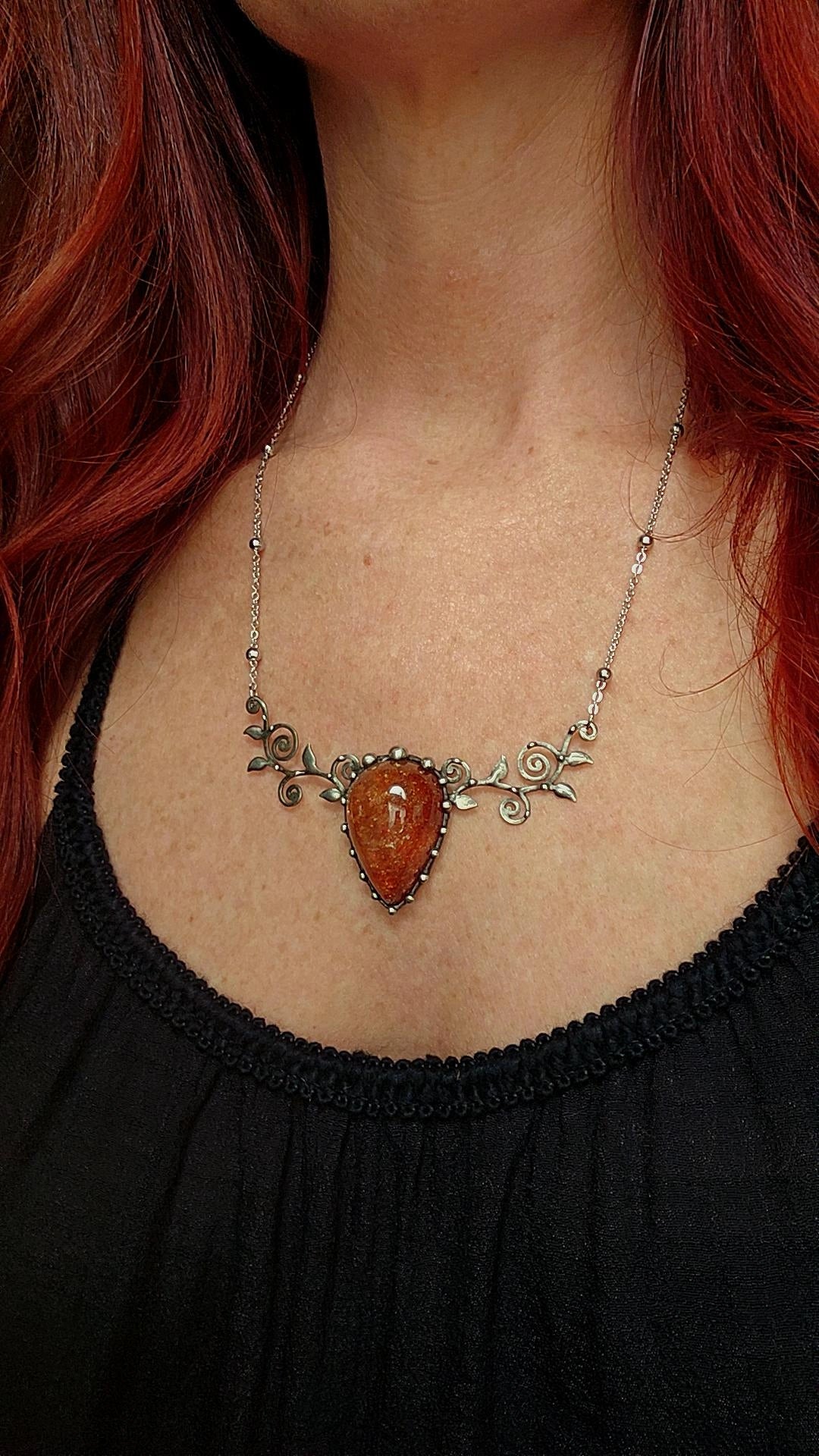 Sunstone and Vine Pendant