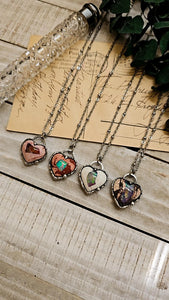 Mexican Fire Opal Heart Pendant