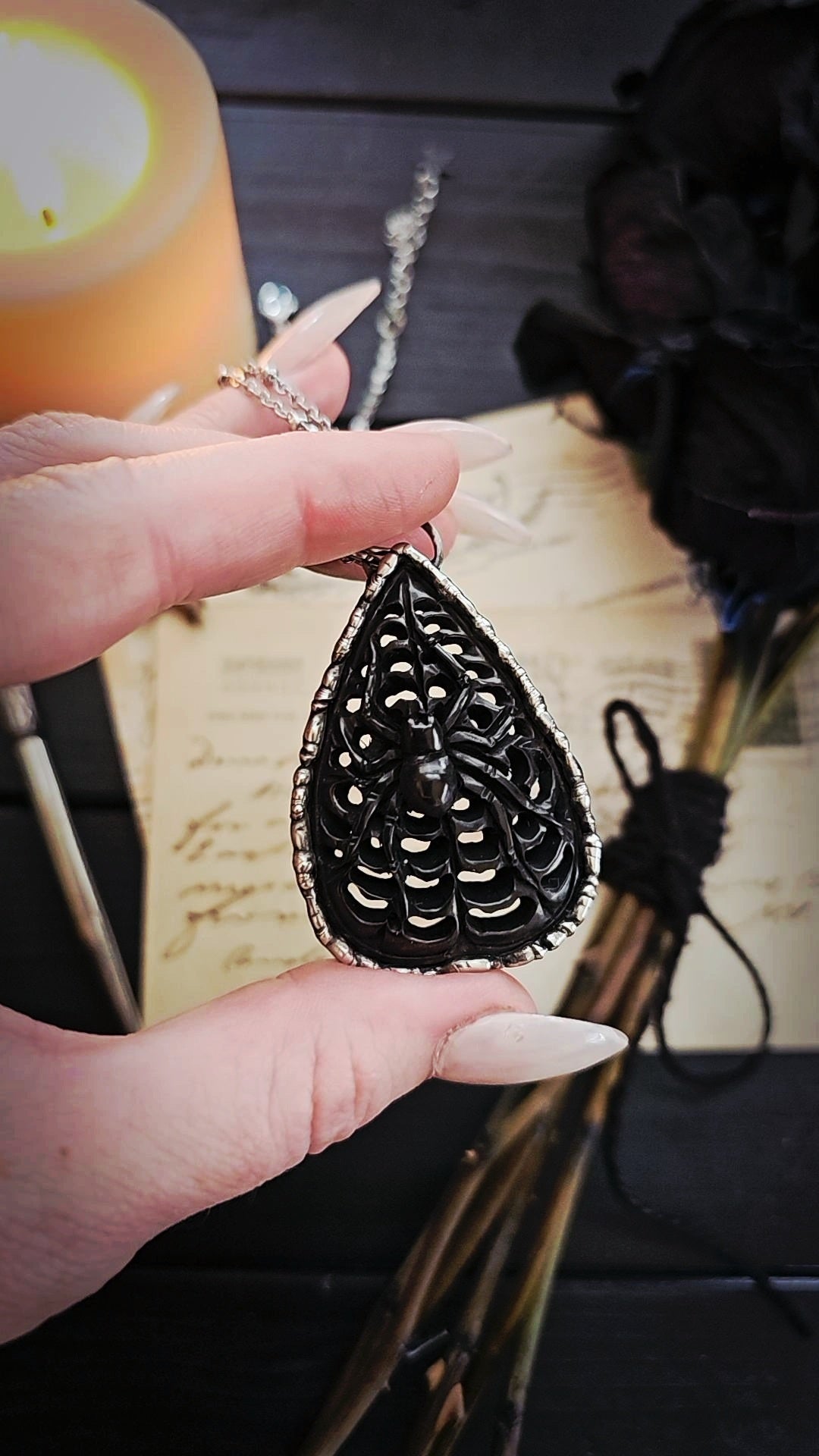 Spiderweb Planchette Pendant 💀🥀