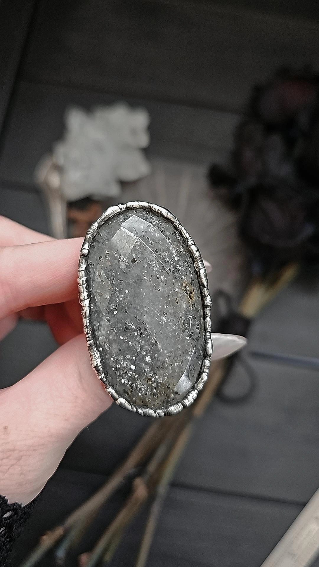 Black Sunstone Ring, size 6-11