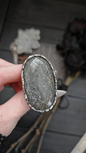 Black Sunstone Ring, size 6-11