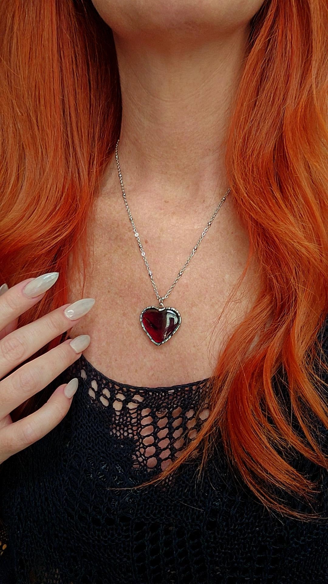 Heart Garnet Charm Pendant