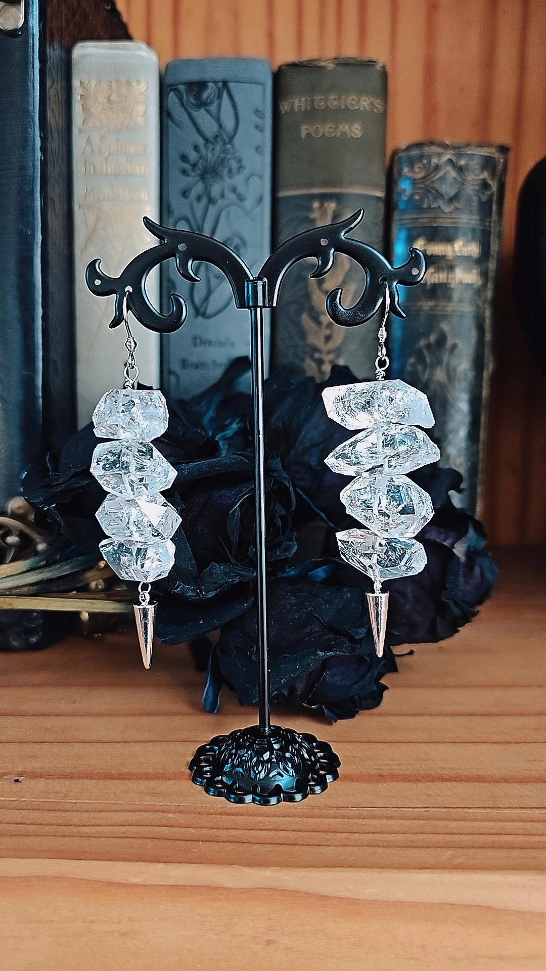 Lg.Diamond Quartz Earrings