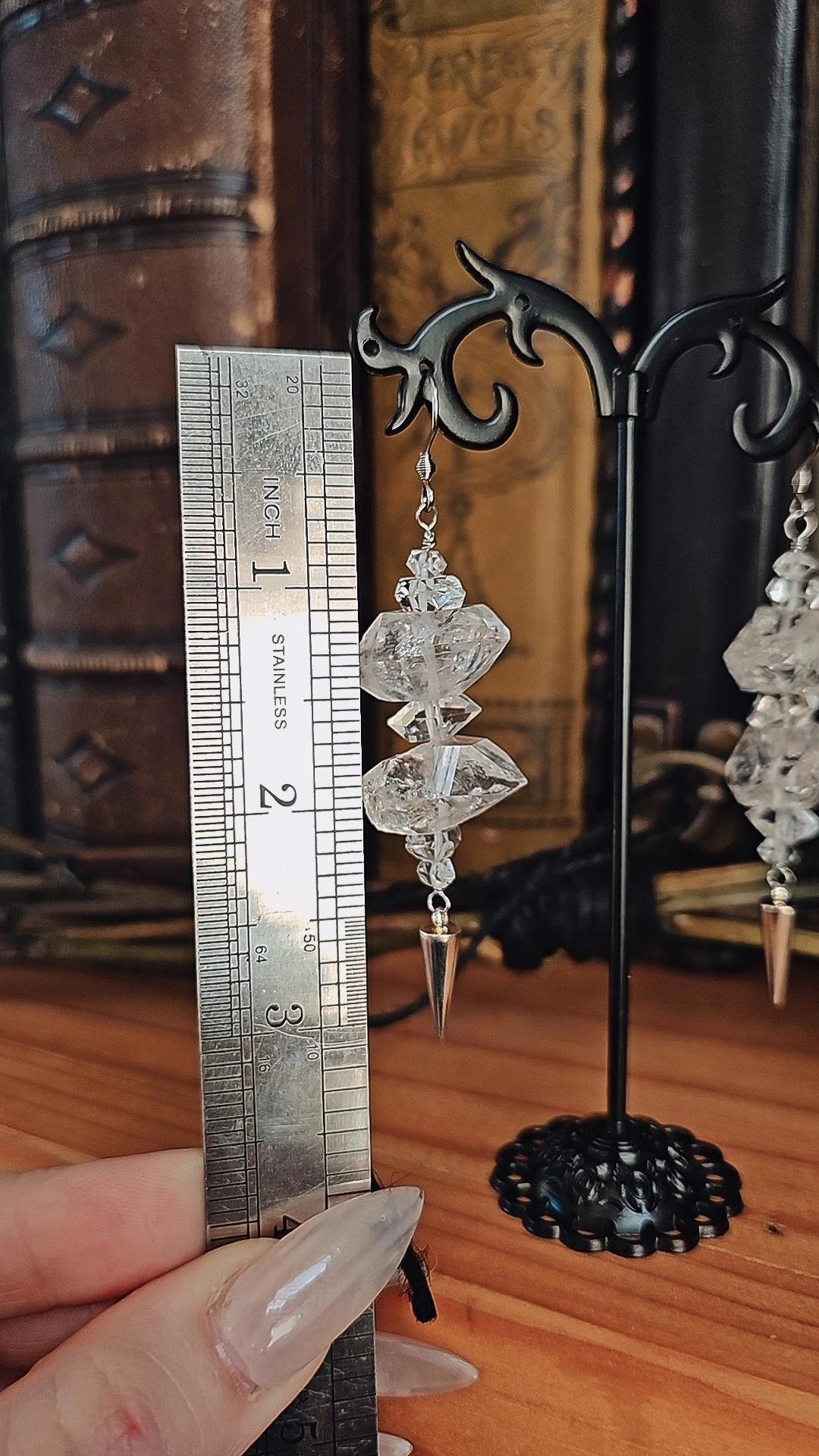 Lg.Diamond Quartz Earrings