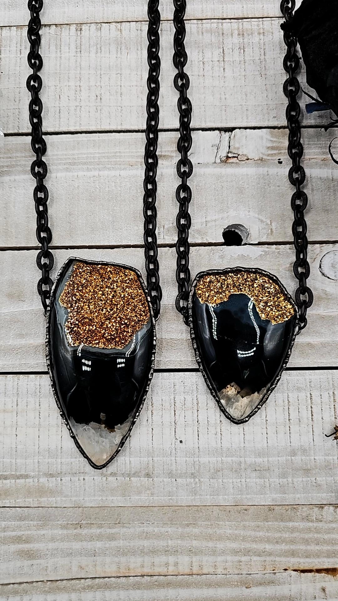 18kt Onyx Druzy Pendant