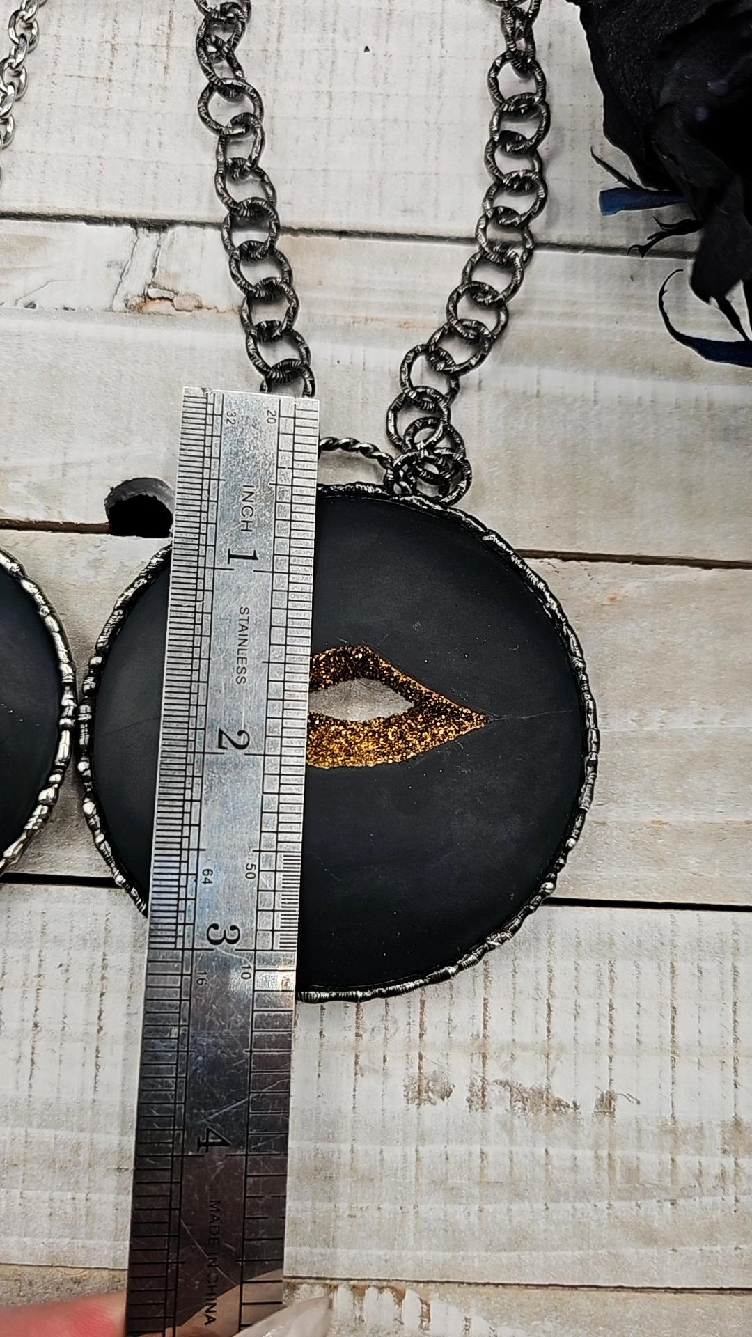 Onyx Disc Druzy Pendant