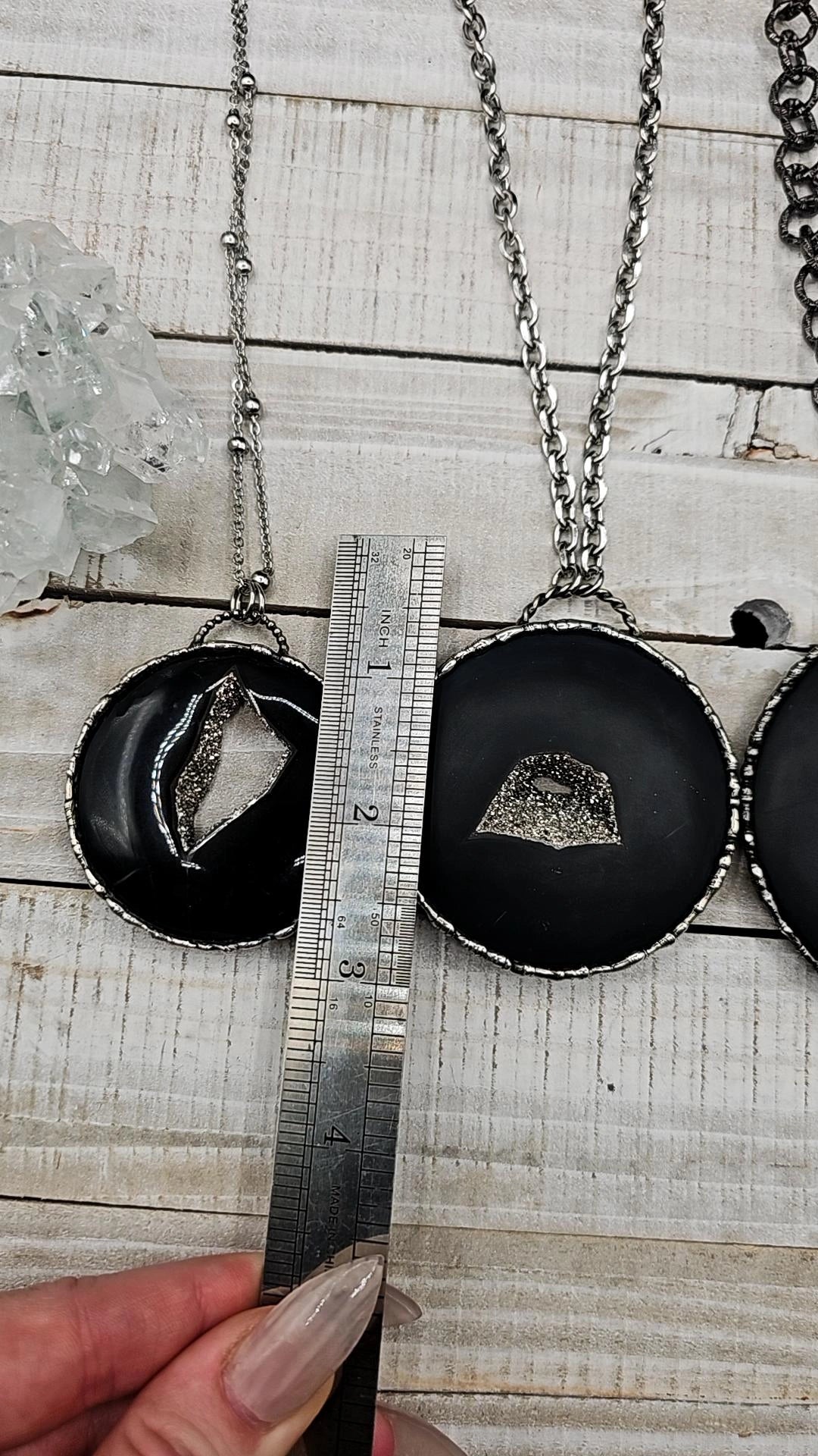 Onyx Disc Druzy Pendant