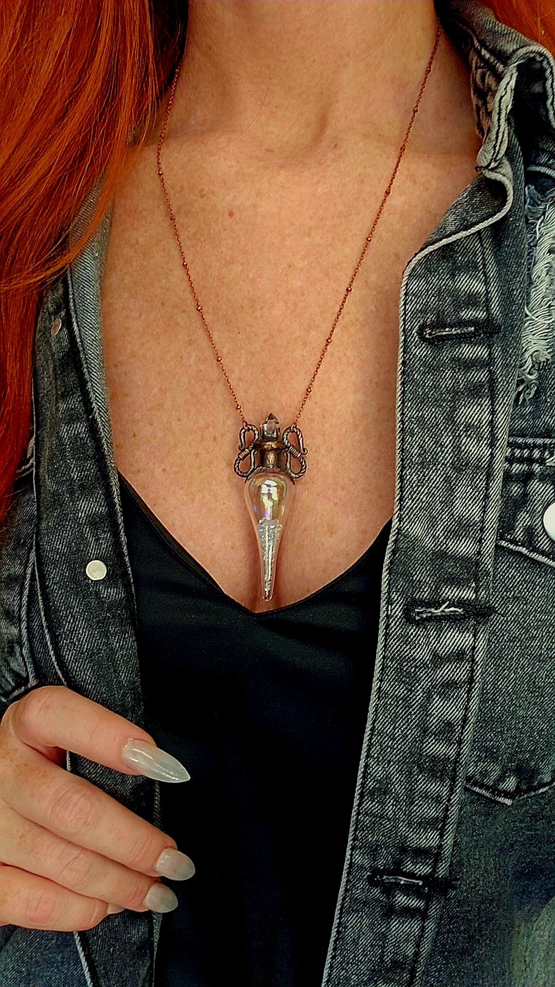 Quartz Diamond Vial Pendant