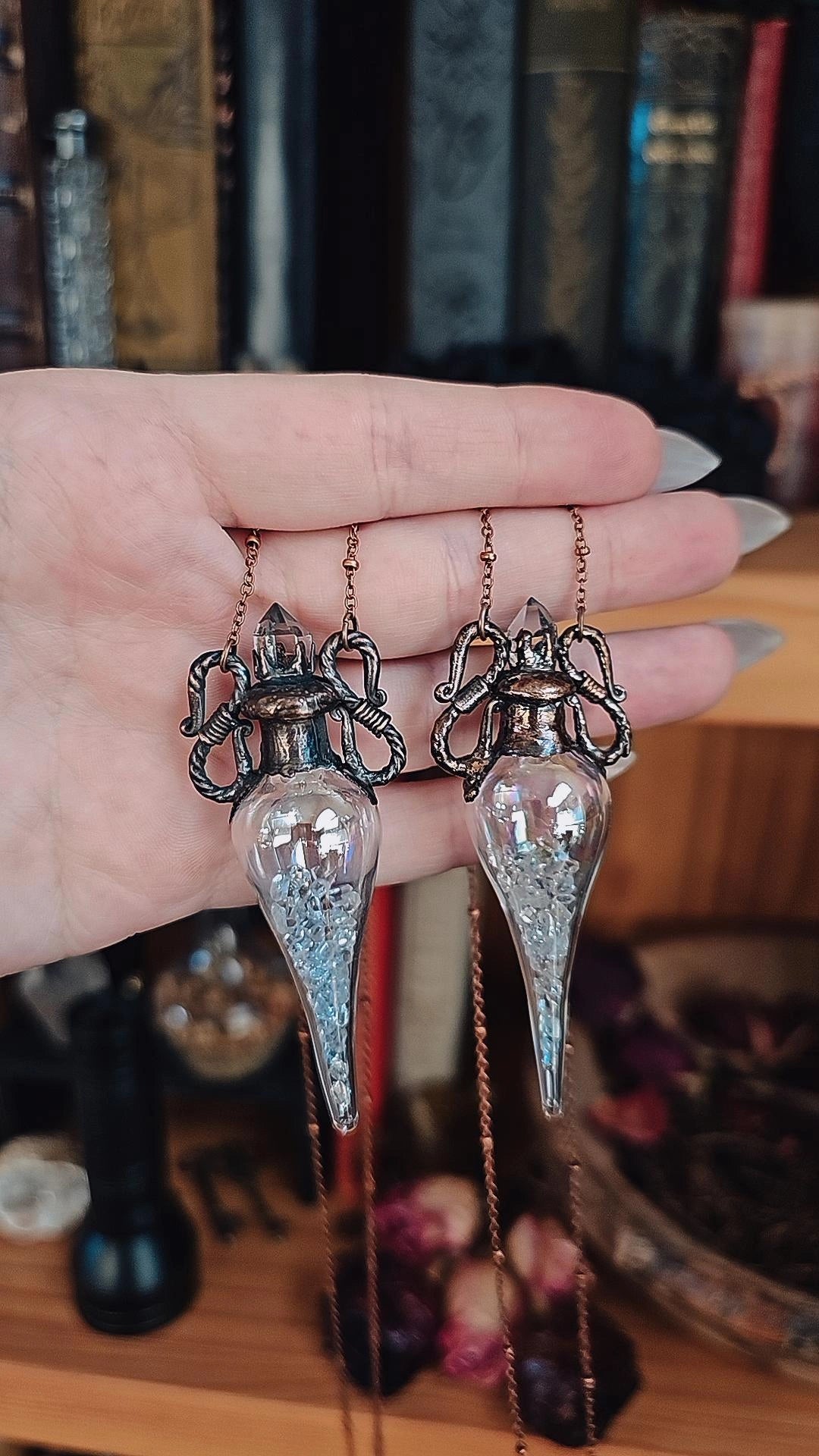 Quartz Diamond Vial Pendant