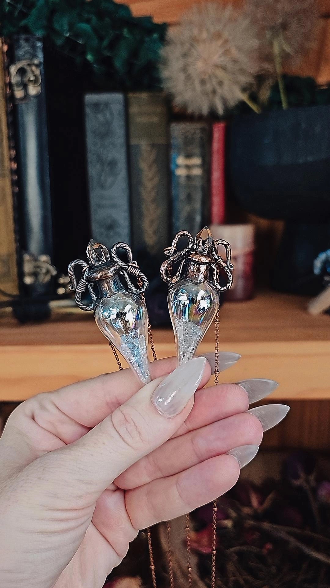 Quartz Diamond Vial Pendant