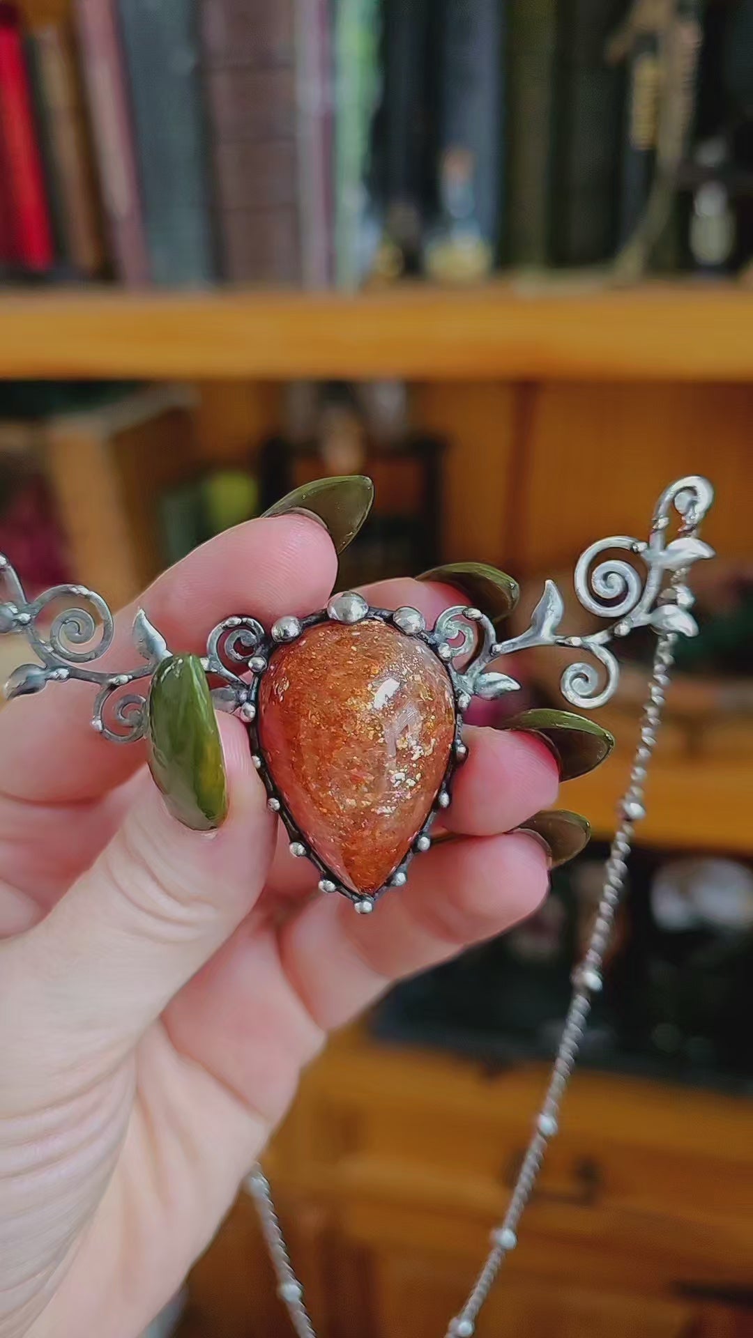 Sunstone and Vine Pendant