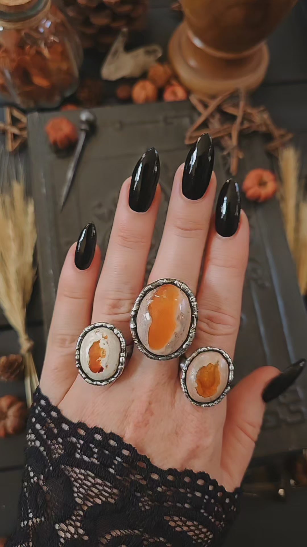 Autumn Squash, yellow opal rings 🍁