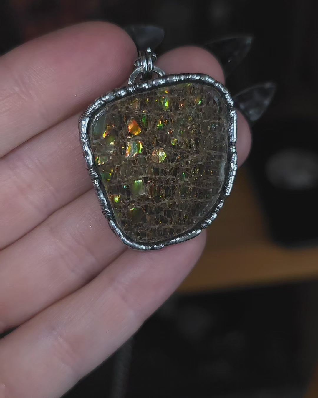 Ammolite Fossil Pendant