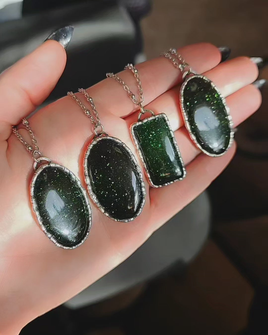 Haunted Green Goldstone Pendant