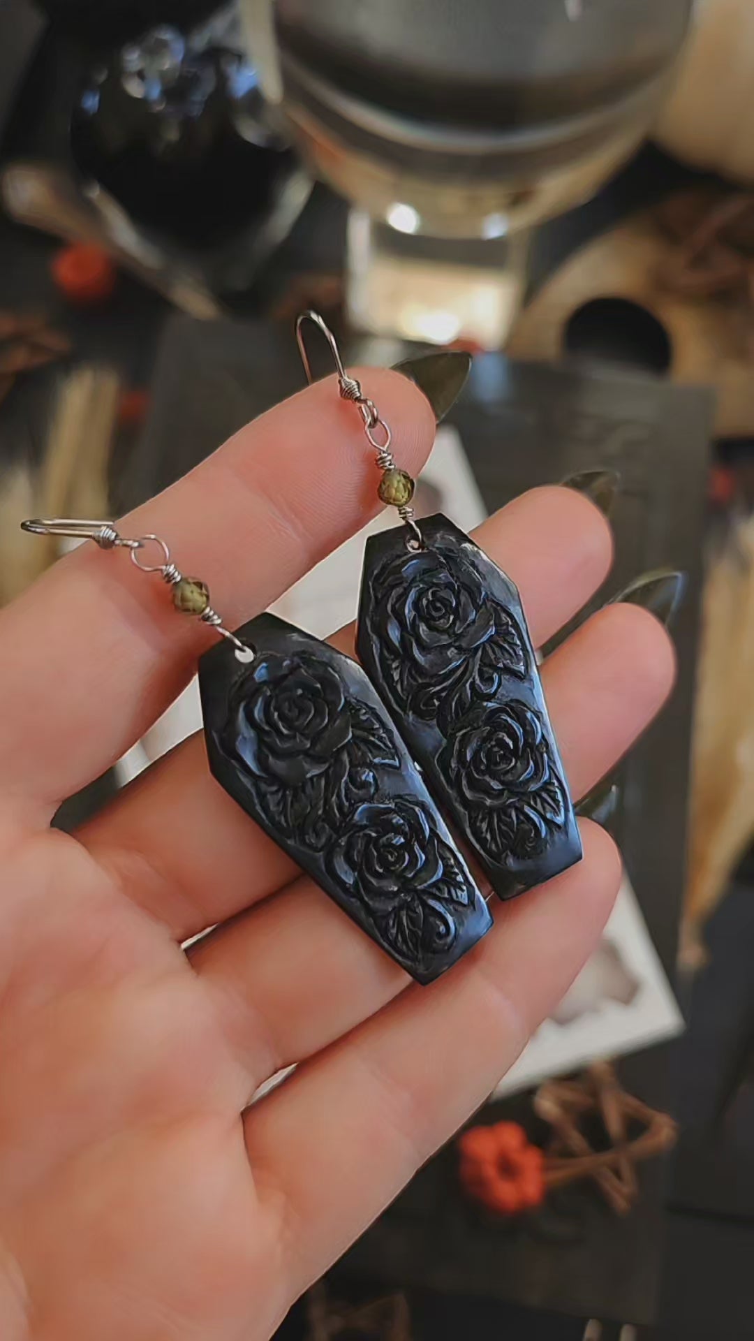Rose Coffin Earrings