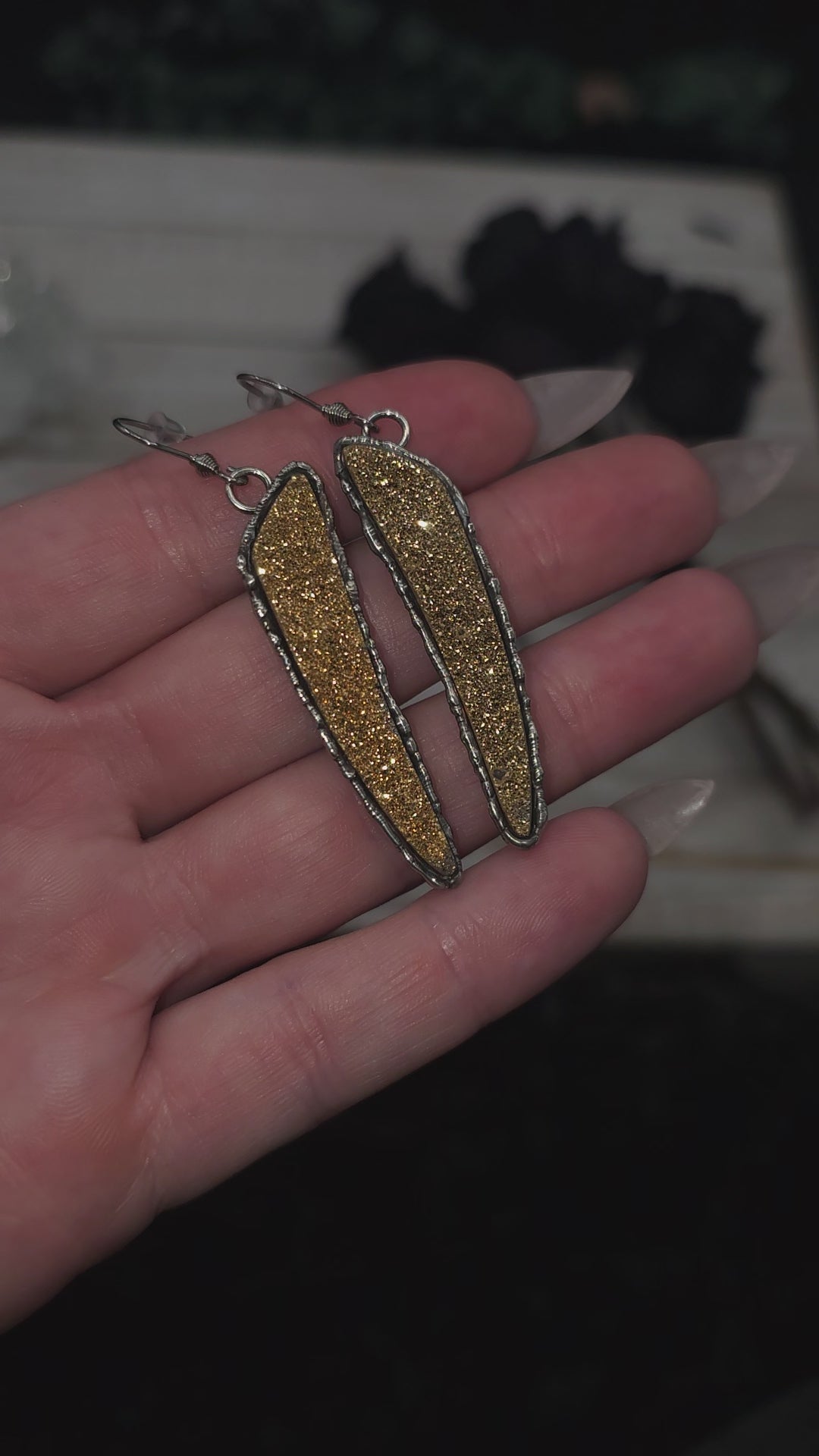 18kt/Platinum Druzy Earrings