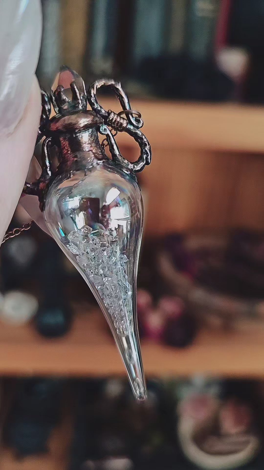Quartz Diamond Vial Pendant