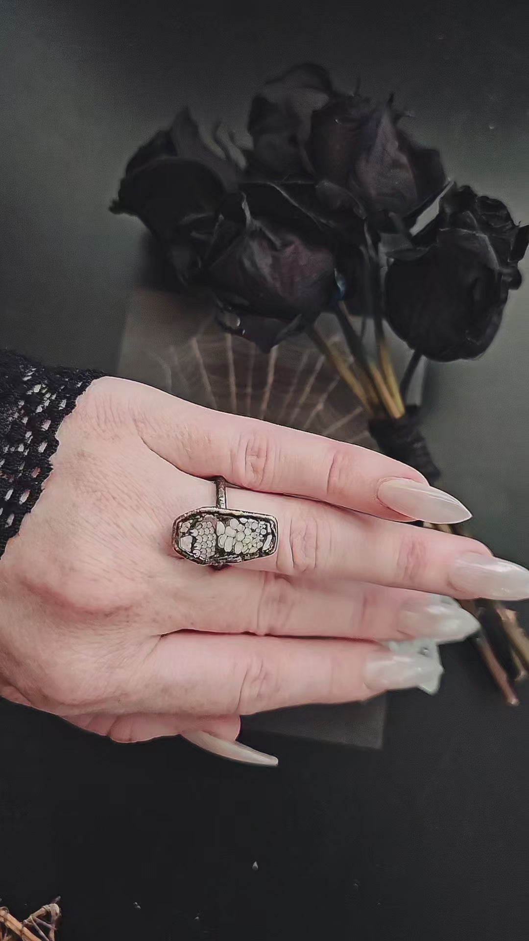 Snake skin jasper Coffin ring