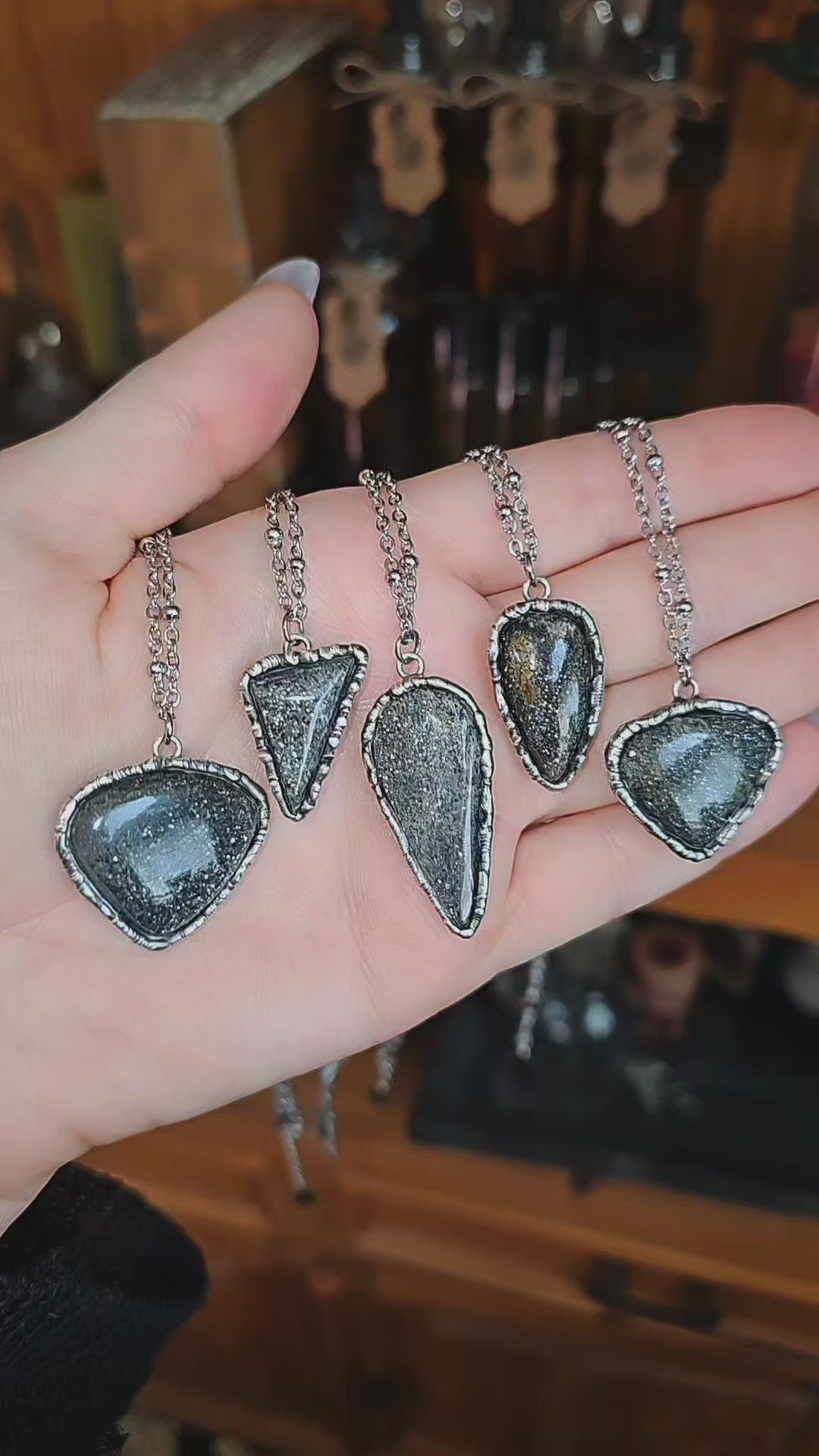 Black Sunstone moon Pendants