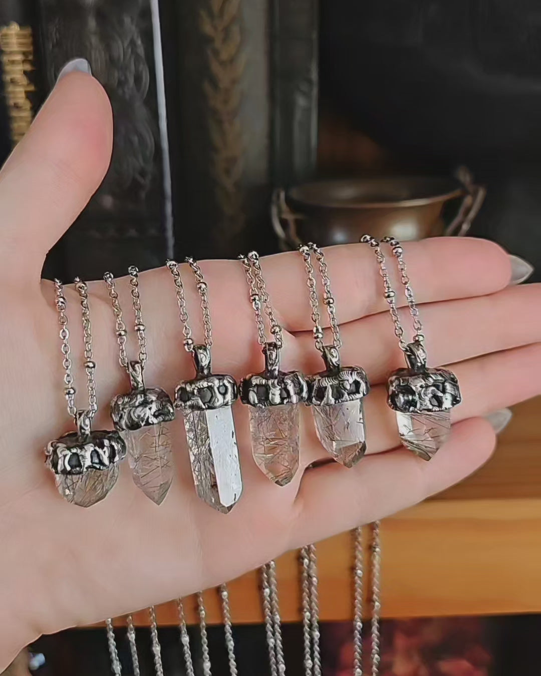 Mini Tourmalated Crystal Pendant